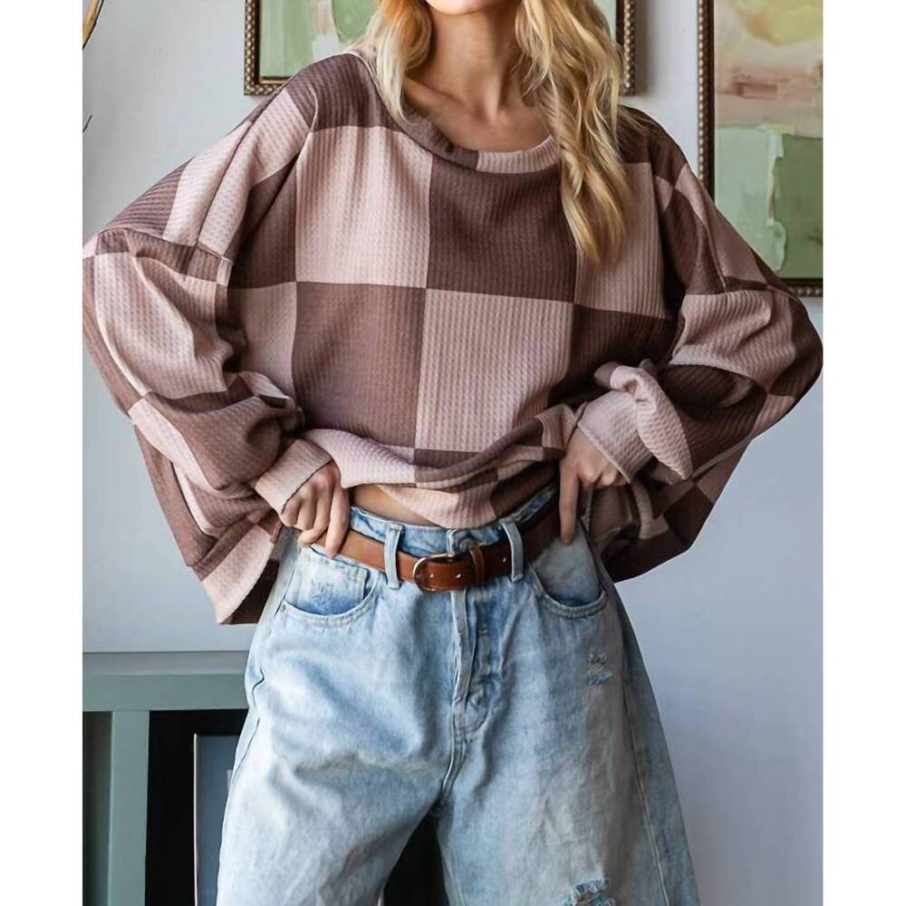 NEW HOPELY checkered sweatshirt in mocha